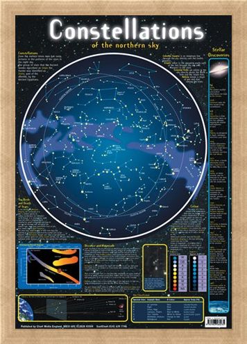 Framed Framed Constellations of the Northern Sky - Stellar Map